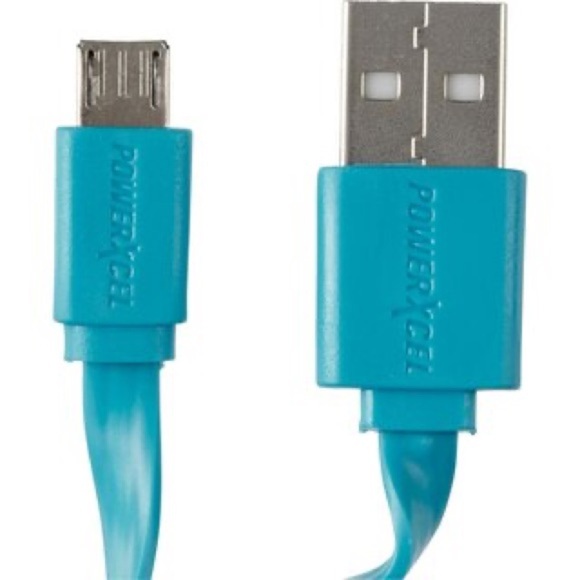 PowerXcel 3ft Micro USB to USB Flat Sync Charge Cable Blue Tangle Free - Picture 2 of 7